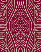 Crimson Ivory Scrollwork Diamond Rug