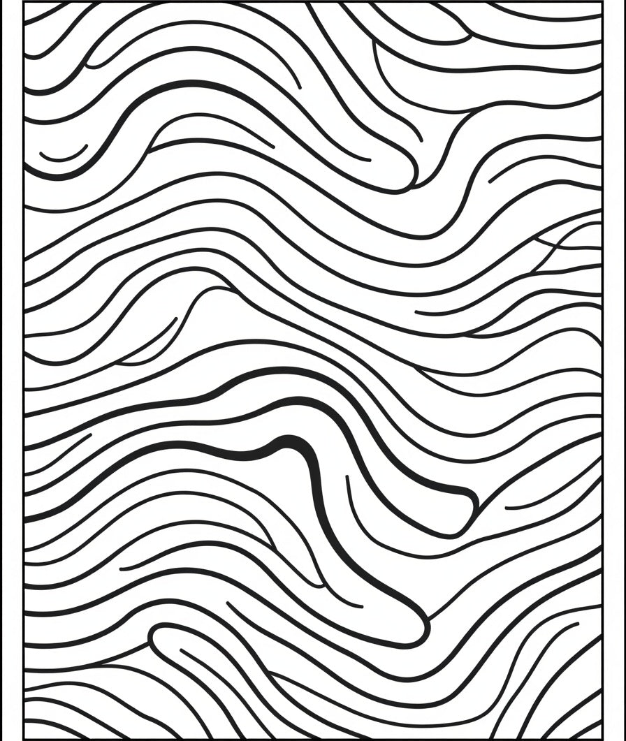 Modern Black Abstract Whimsical Waves Rug