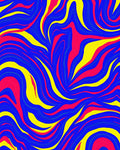 Vibrant Blue Crimson Yellow Waves Rug