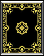 Golden Ornate Circle Border Rug