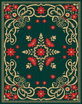 Emerald Red Floral Swirl Medallion Rug