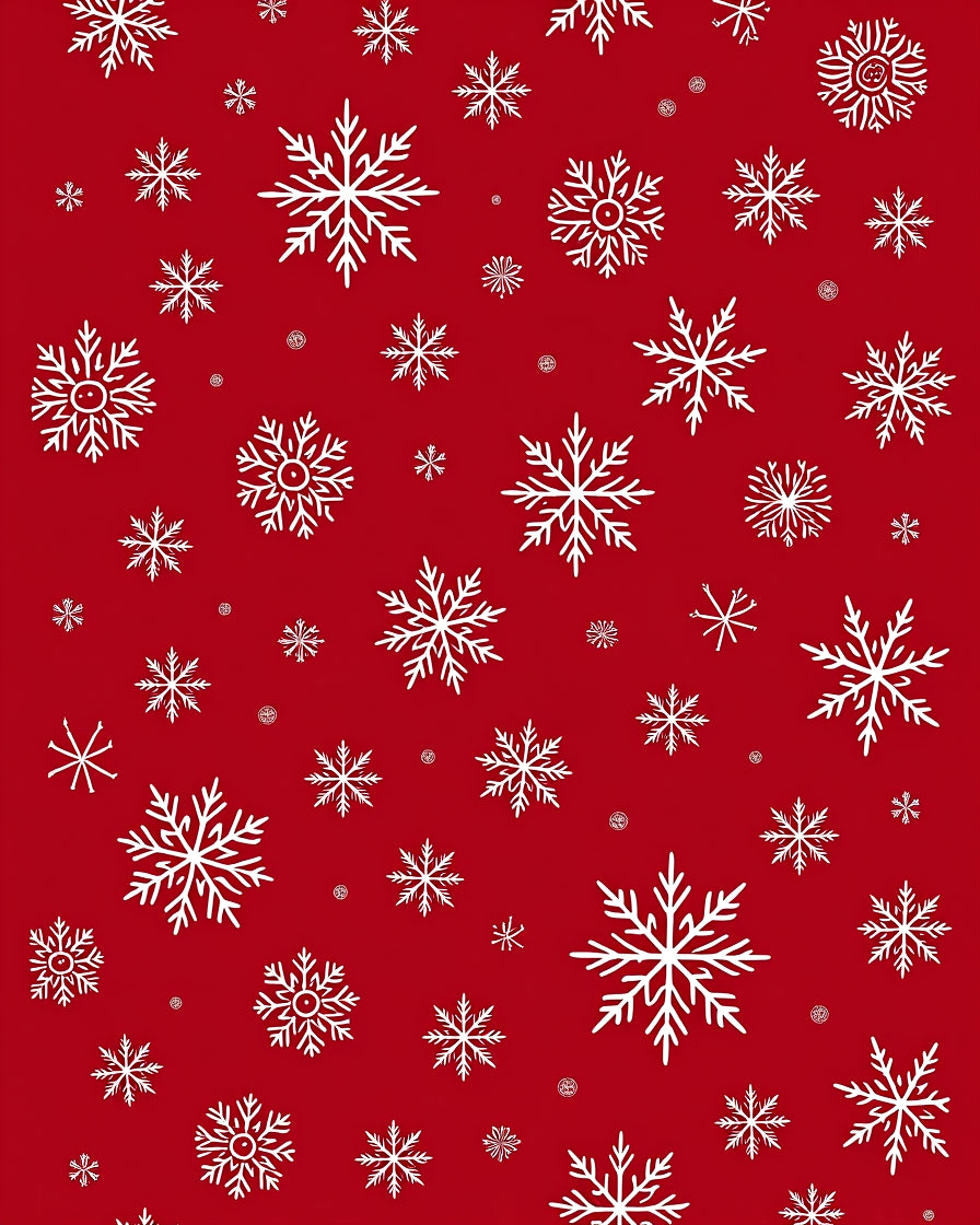 Crimson White Snowflake Scatter Rug