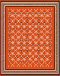 Vibrant Orange Lattice Floral Accents Rug