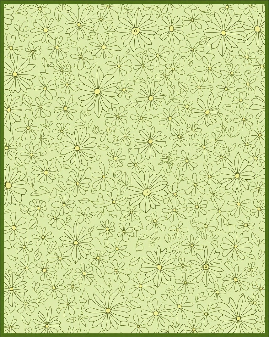 Light Green Daisy Garden Whimsical Rug