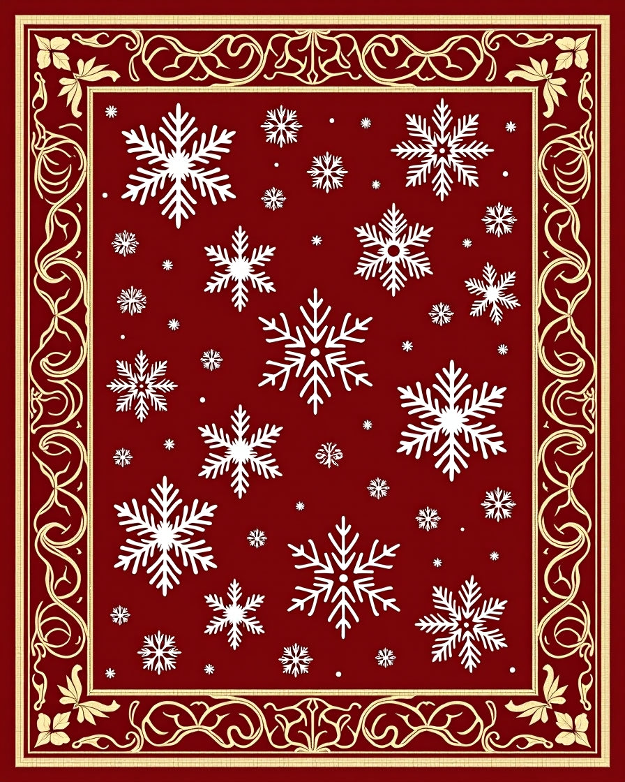 Crimson Snowflake Border Rug