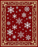Crimson Snowflake Border Rug