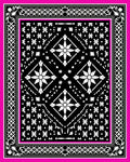 Black White Floral Diamond Border Rug