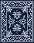 Deep Blue Snowflake Garden Rug