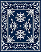 Deep Blue Snowflake Garden Rug