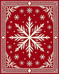 Crimson White Snowflake Cluster Border Rug