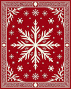 Crimson White Snowflake Cluster Border Rug