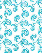 Aqua Swirls on White Background Rug