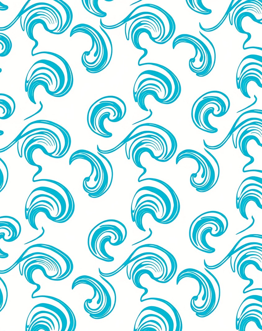 Aqua Swirls on White Background Rug