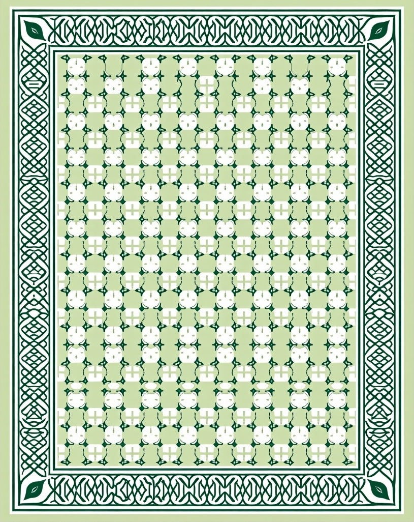 Pale Green White Celtic Knot Rug