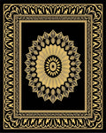 Black Gold Intricate Medallion Square Rug