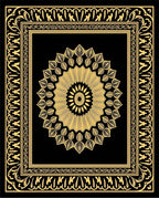 Black Gold Intricate Medallion Square Rug