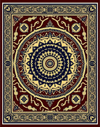 Deep Navy Gold Mandala Medallion Rug