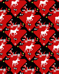 Bold Red White Deer Geometric Folklore Rug