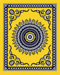 Golden Starburst Medallion with Blue Accents Rug