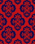 Classic Red Blue Damask Medallion Rug