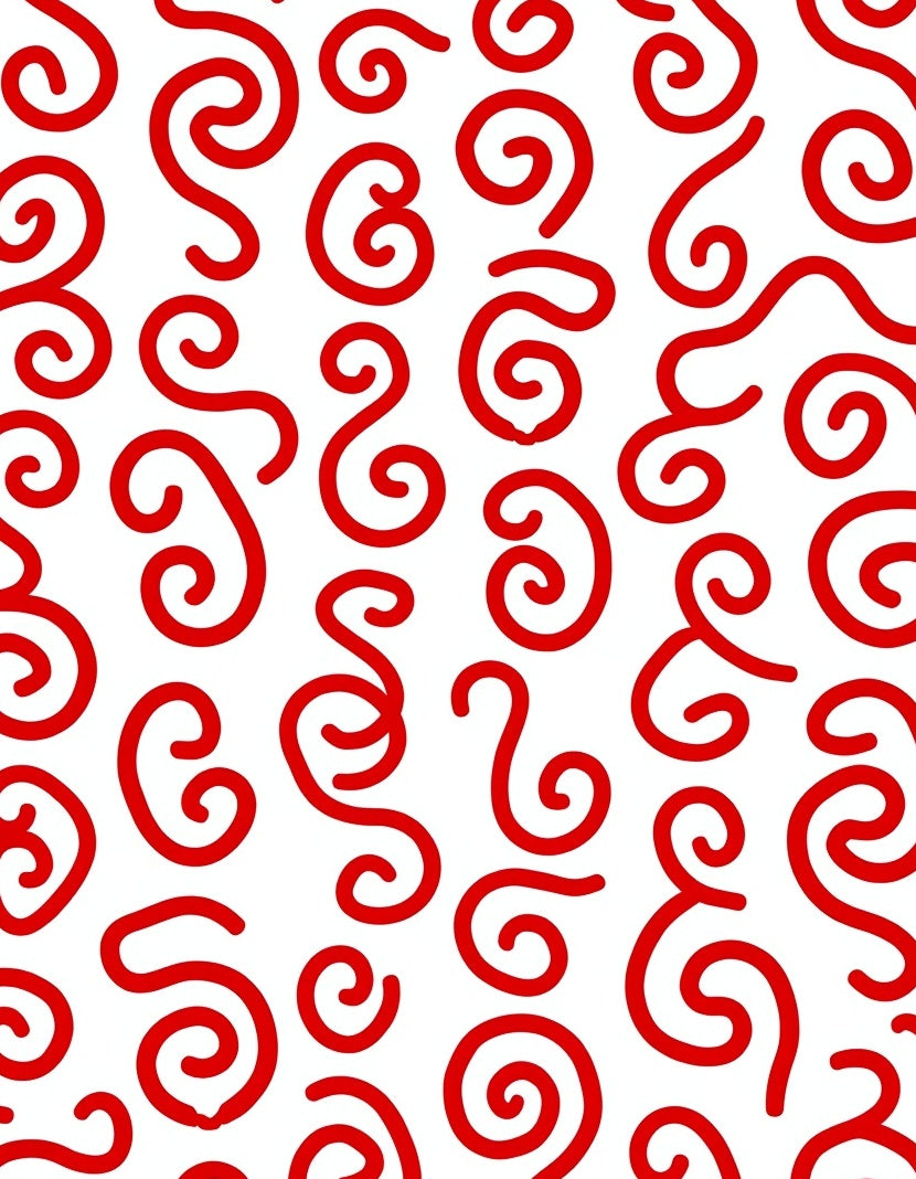 Crimson Red Swirl Calligraphy Rug