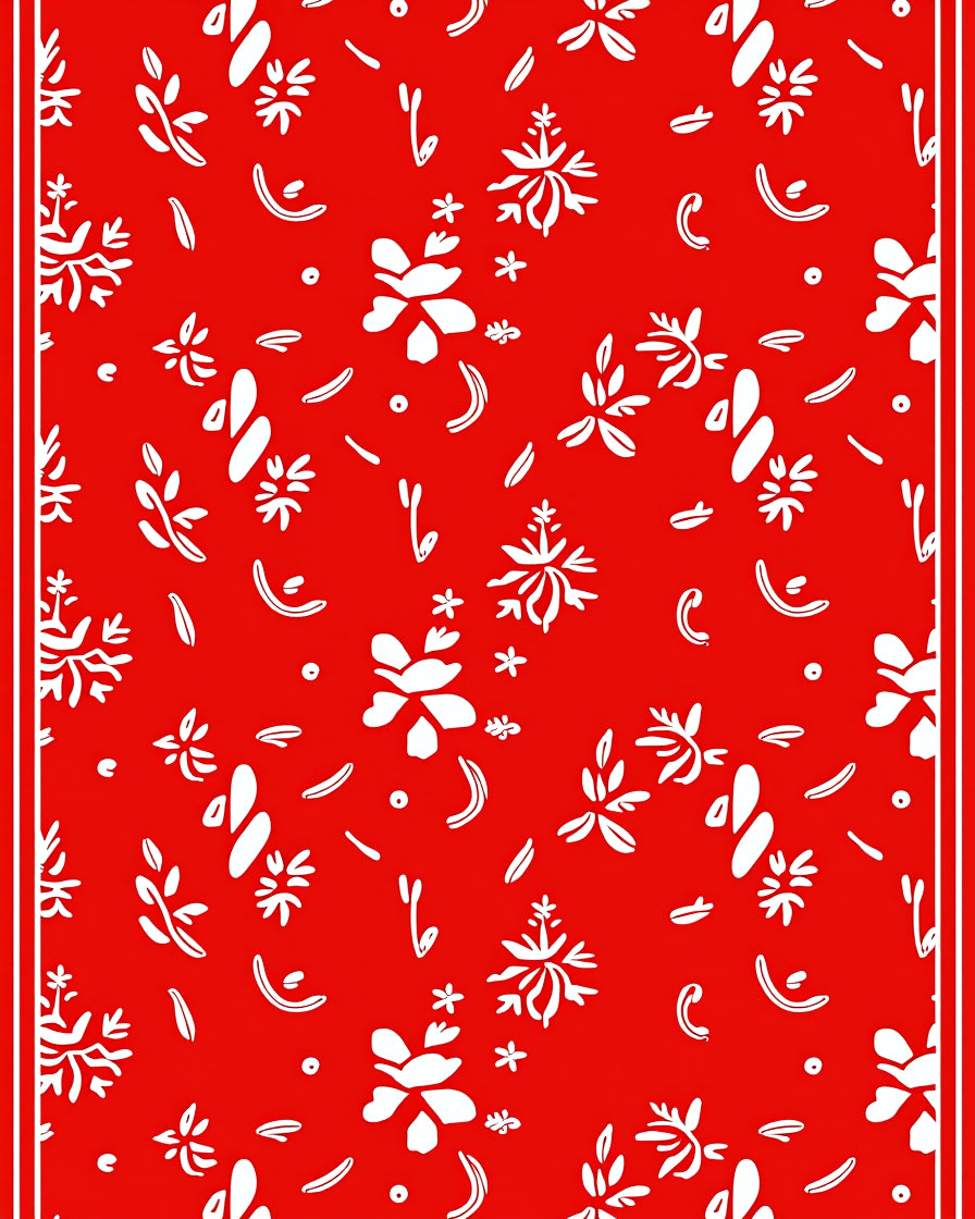 Crimson White Floral Bloom Scatter Rug
