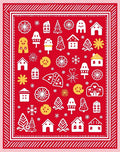 Red Winter Village Gingerbread Charm Rug