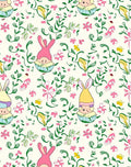 Whimsical Pink Bunny Floral Garden Rug