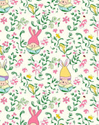 Whimsical Pink Bunny Floral Garden Rug