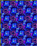Abstract Neon Face Geometric Rug