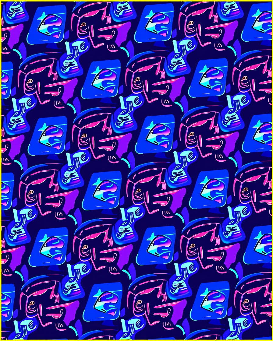Abstract Neon Face Geometric Rug