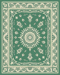 Emerald Ivory Floral Medallion Border Rug