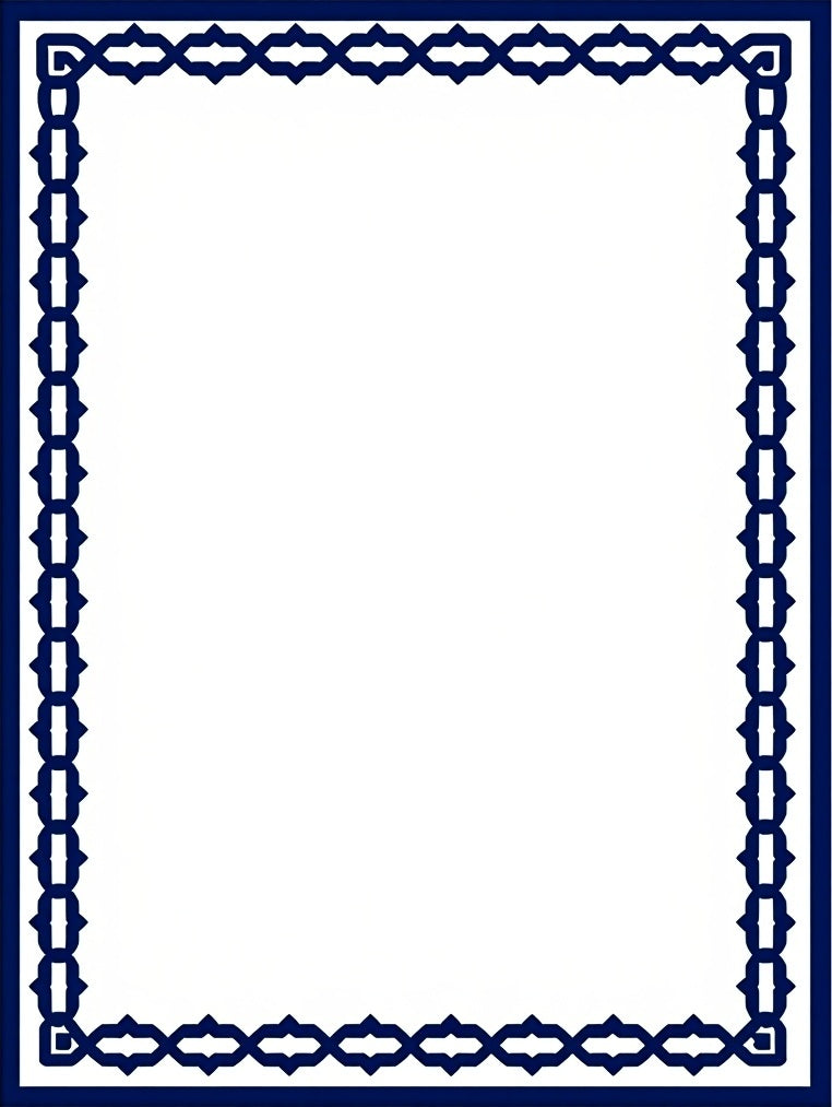 Naval Blue Geometric Chain Border Rug