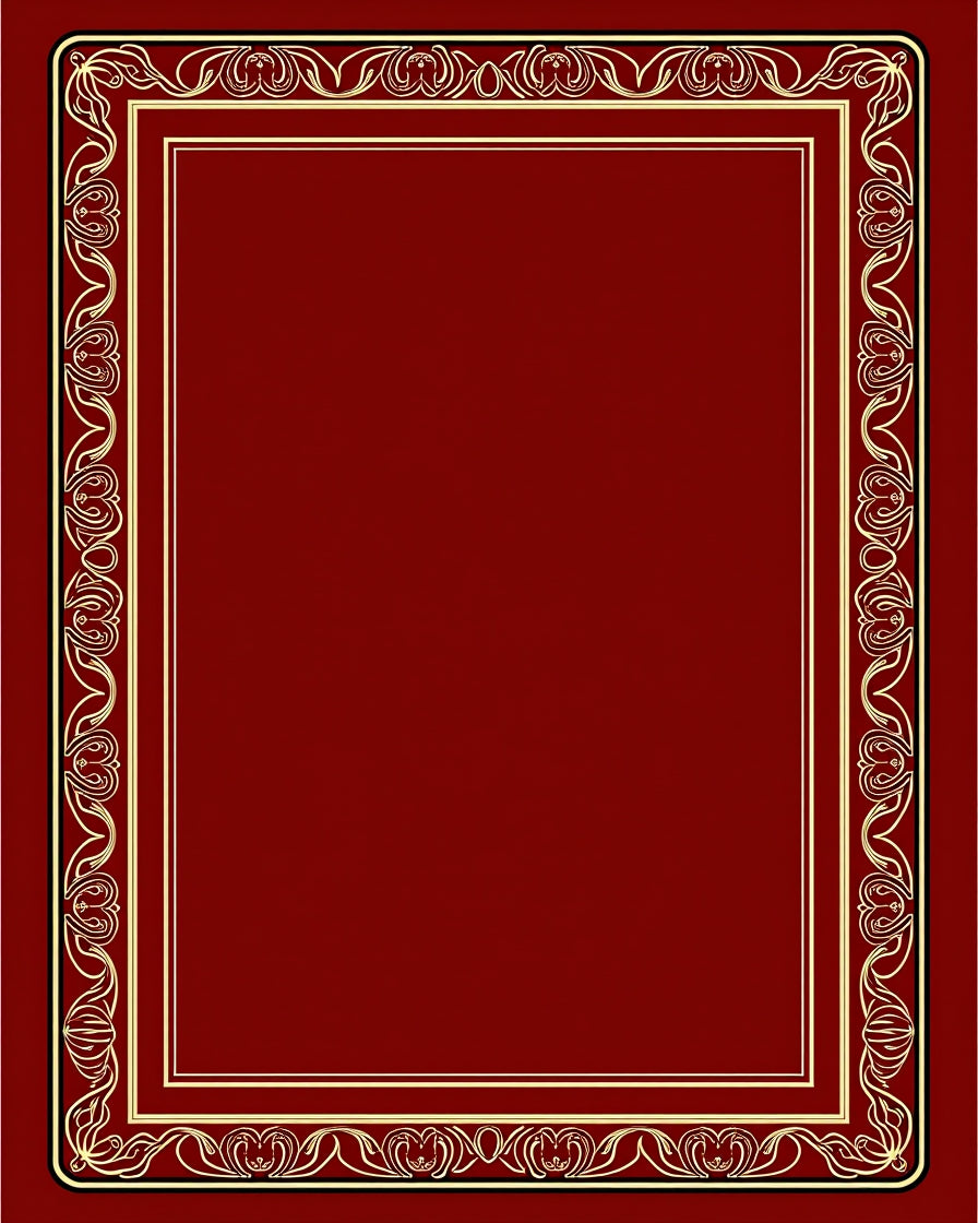 Deep Red and Gold Flourish Border Rug