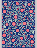 Navy Blue Pink Swirl Medallion Rug