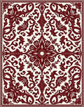 Deep Red Floral Symmetry Medallion Rug