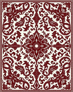 Deep Red Floral Symmetry Medallion Rug