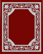 Rich Red White Floral Crest Border Rug