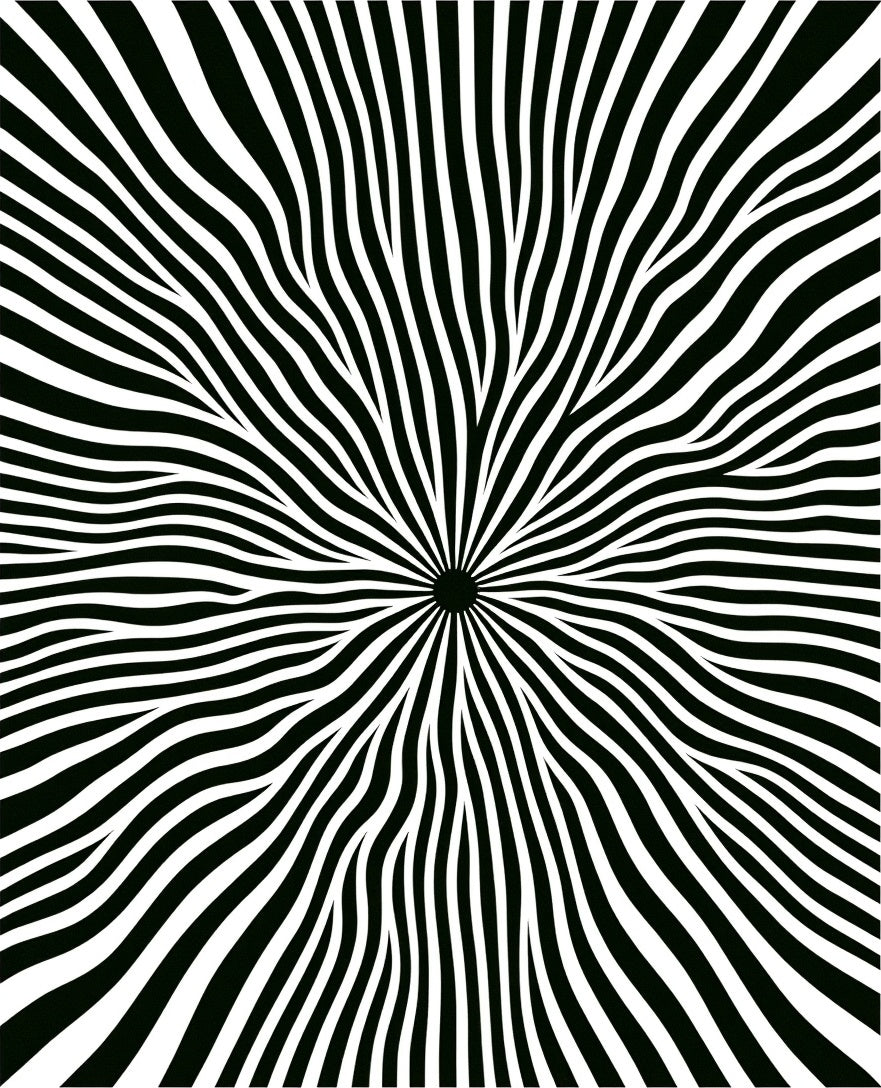 Black White Radial Burst Rug