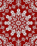 Crimson White Floral Medallion Mandala Rug