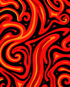 Fiery Red Swirls Tribal Rug