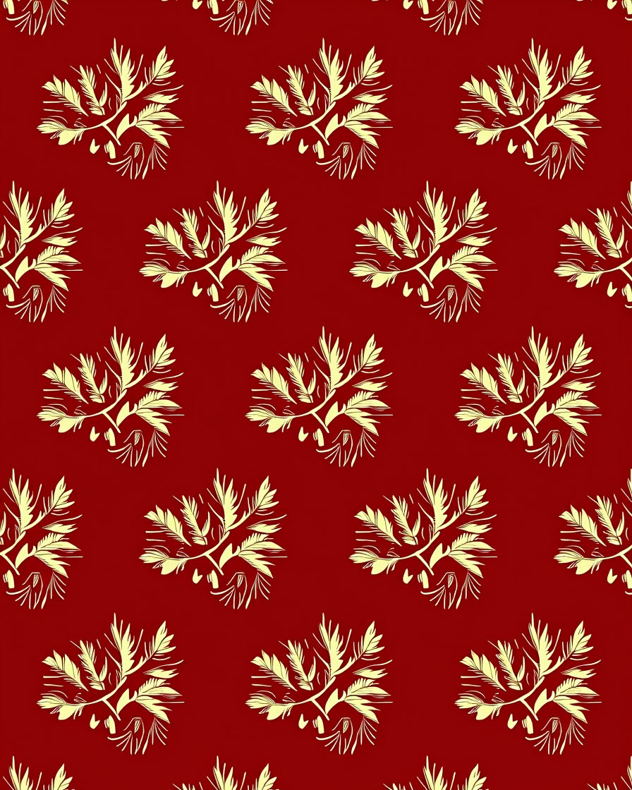 Crimson Branches Leafy Vine Rug