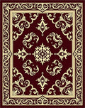 Deep Red Cream Floral Medallion Border Rug