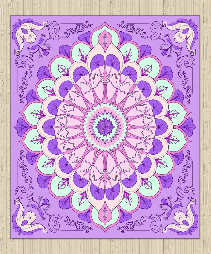Ornate Purple Mandala Floral Rug