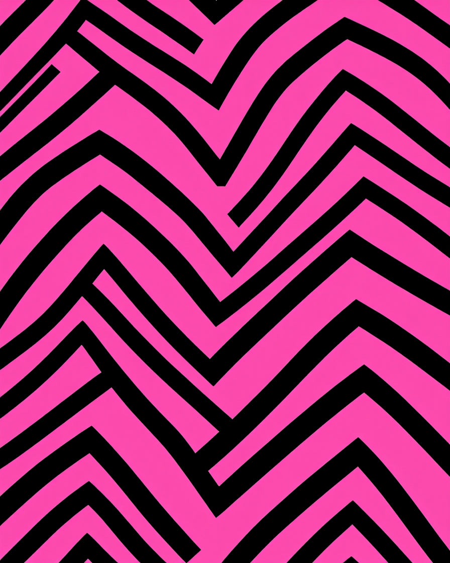 Vibrant Pink Black Zigzag Lines Rug