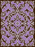 Ornate Lavender Floral Brown Medallion Rug