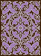 Ornate Lavender Floral Brown Medallion Rug