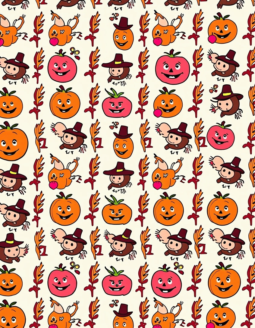 Happy Autumn Harvest Characters Rug