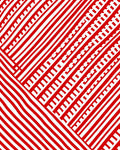 Bold Red and White Line Art Rug