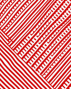Bold Red and White Line Art Rug
